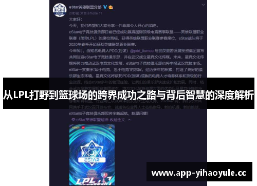 从LPL打野到篮球场的跨界成功之路与背后智慧的深度解析